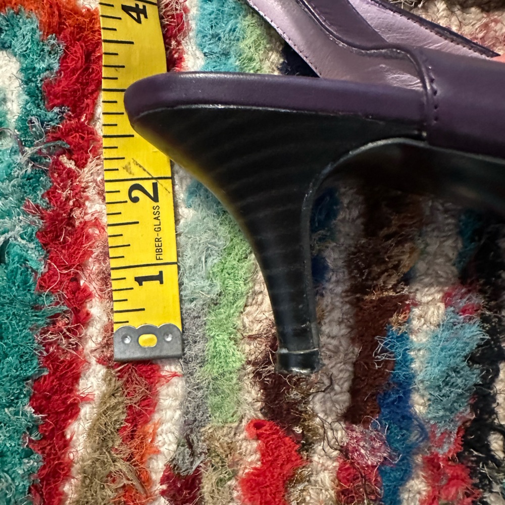 Fluevog VINTAGE EXCELLENT purple pointy slingback heel w/ cutouts & buckle - 9.5 - Picture 11 of 16